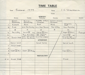 1979 Time Table - St Elphin's School